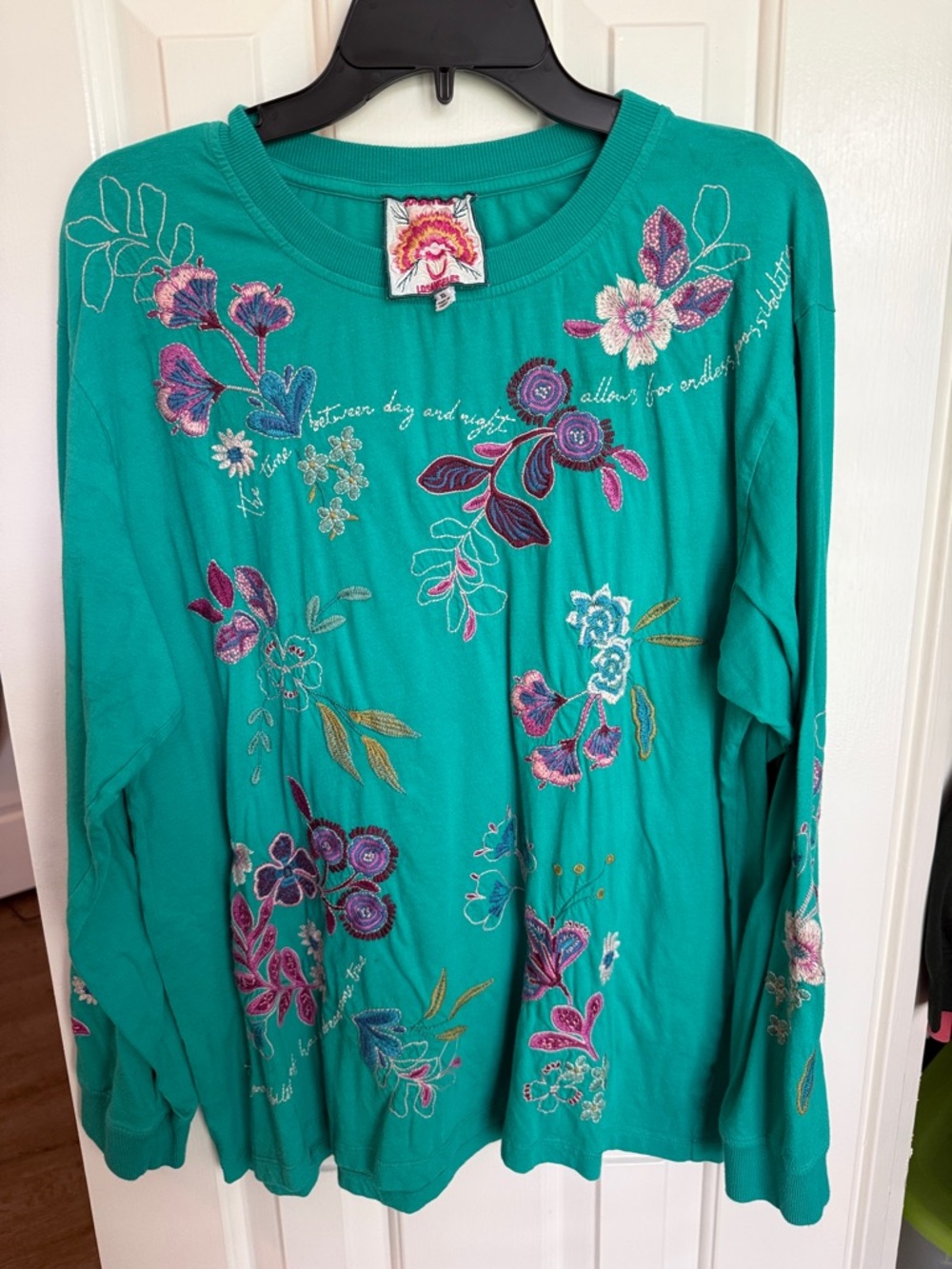 Desigual Teal Floral Embroidered Tee